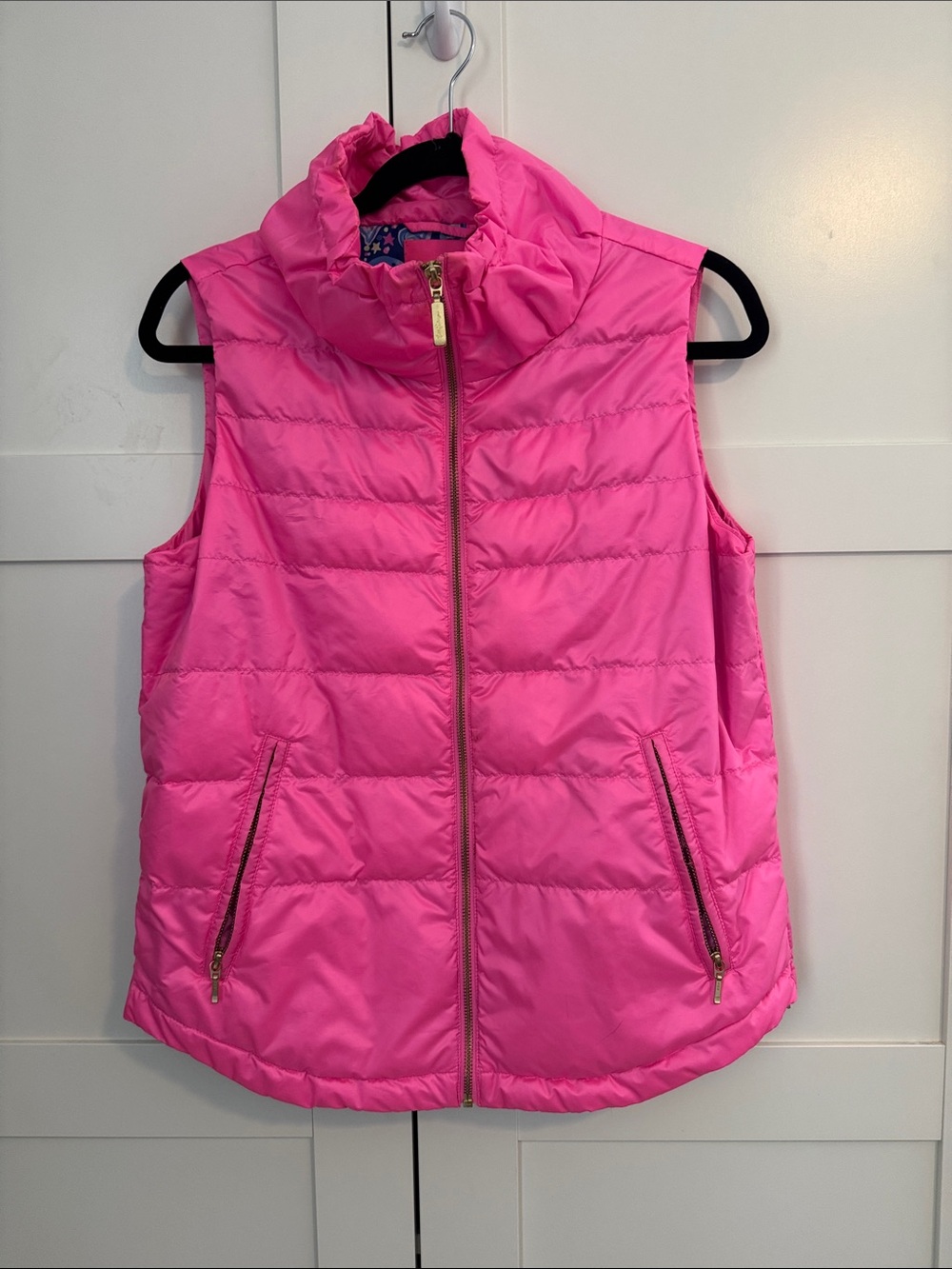 Lilly Pulitzer Hot Pink Quilted Sleeveless Puffer Vest